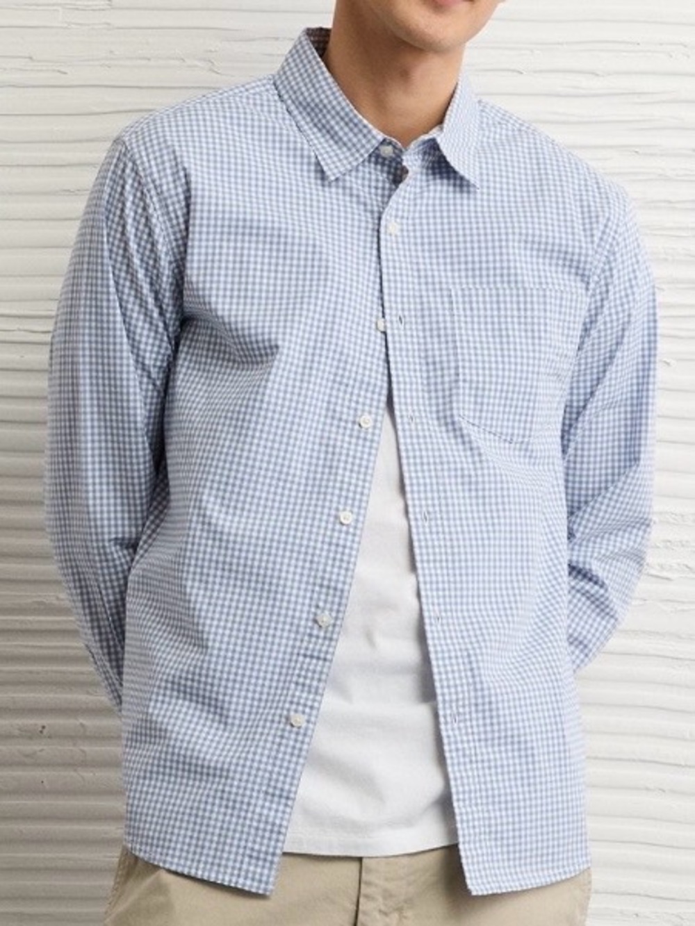 American Eagle Everyday Standard Fit Poplin Button-Up Shirt, size XL